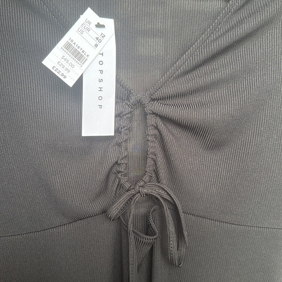 Top shop black long sleeve key hole dress with bow size 8 - Picture 3 of 5